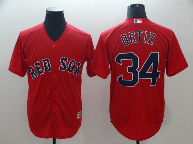 Men Boston Red Sox #34 Ortiz Red Game MLB Jerseys->->MLB Jersey